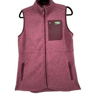 LL.Bean Women’s Sweater Fleece Long Vest Medium Ridgeline Maroon